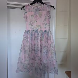 Zhenzi Pink Floral Layered Girls Dress Size XL  14/16
